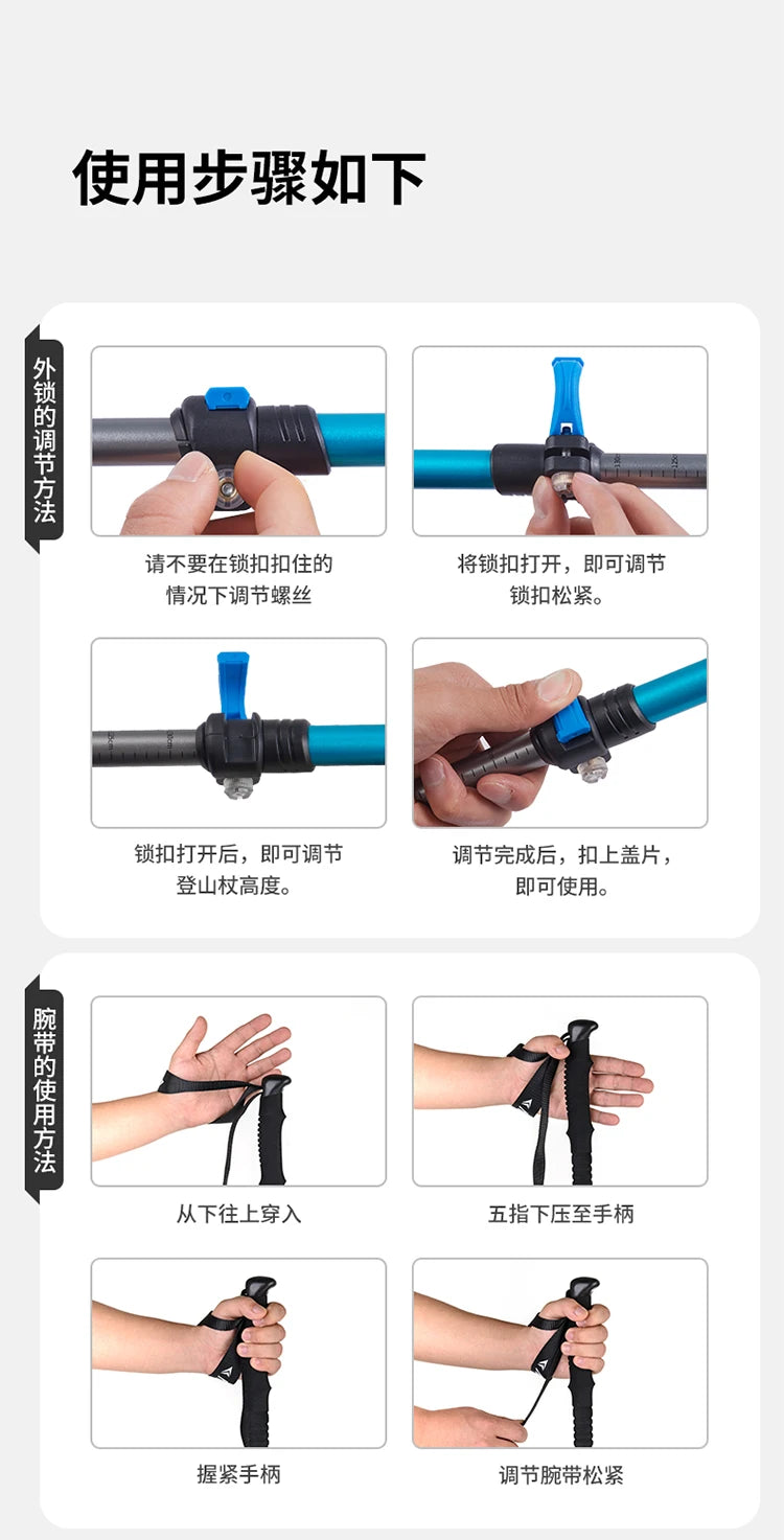 Naturehike Alpenstocks Ultralight Trekking Folding Pole Walking Hiking sticks camping family Alpenstocks 1pc