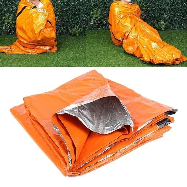 Portable Waterproof Emergency Survival Sleeping Bag Outdoor Edc Camping Gear Thermal Sack First Aid Rescue Kit Mylar Blanket