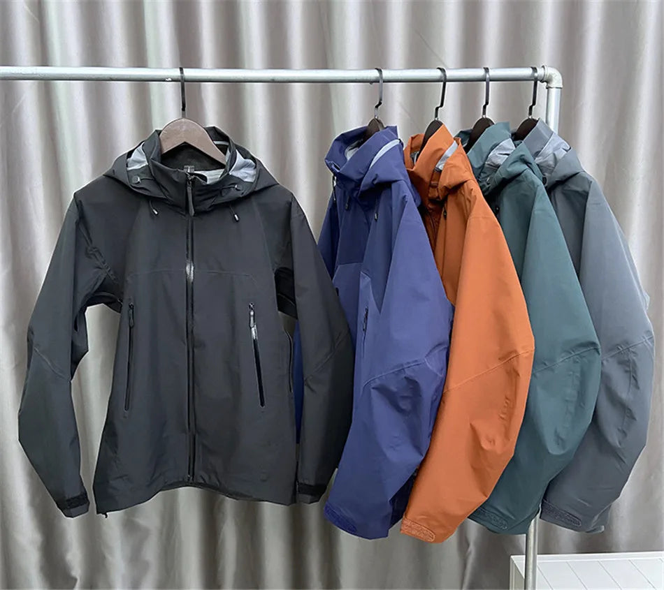 Outdoor Hard Shell Jacket Waterproof Breathable Hood High-quality Windbreaker Hiking Mountain Camping Fashion Pro Outdoor Top