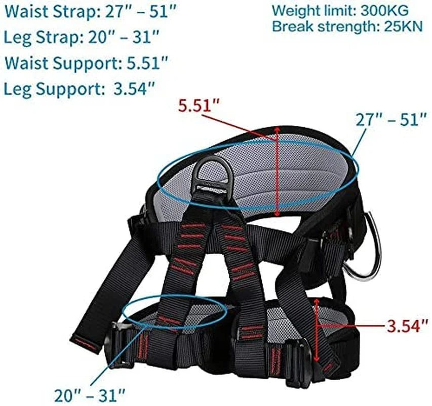 Climbing Equipment Rescue Safety Belt Professional Half-length Adjustable Harness Waist Support Outdoor Cave Climbing Harness