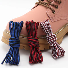 1Pair Boots Round Shoelaces Striped Double Color Shoe Laces Outdoor Hiking Leisure Shoe Lace Sneakers Casual Shoelace Accesories