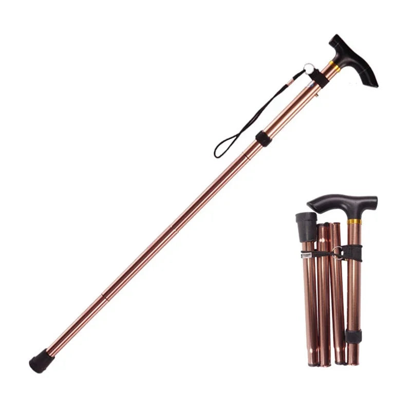 Multifunction Walking Stick Trekking Poles Telescopic Fold Crutches Hiking Stick Crutch Elderly Metal Stick Walking Cane Outdoor