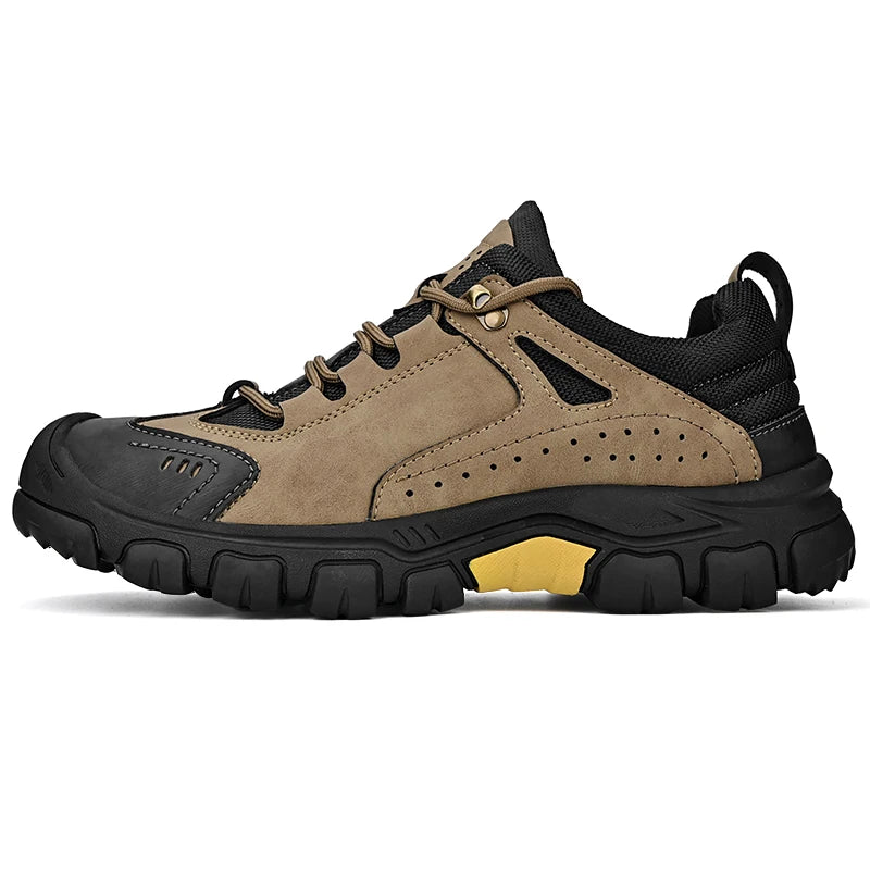 HIKEUP Comfortable Men Trekking Sneakers Male Shoes Waterproof Rubber Sole High Quality Hiking Shoes Wear-resistant Non-Slip