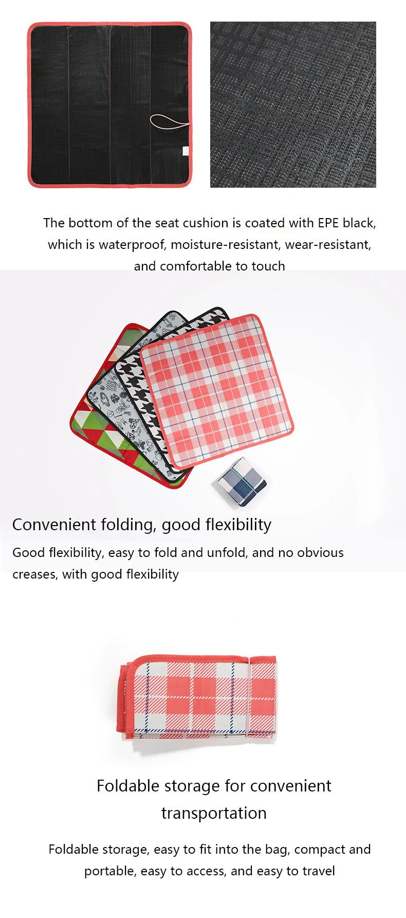 1pc Foldable Outdoor Camping Mat Seat Cushion, Printed moisture-proof travel folding pad Cushion Portable Hiking Activities Pad