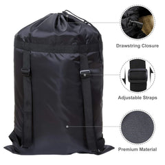 Large Laundry Bag Heavy Duty Polyester Washing Drawstring Backpack for School Camping School Camping Large Laundry Storage Bag