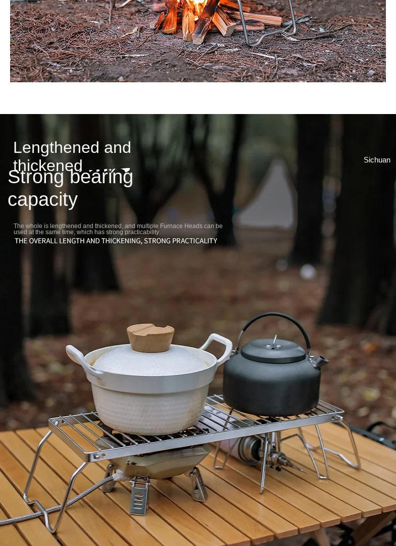 Folding Campfire Grill Portable Stainless Steel Camping Grill Grate Gas Stove Stand Multifunctional Outdoor Wood Stove Stand