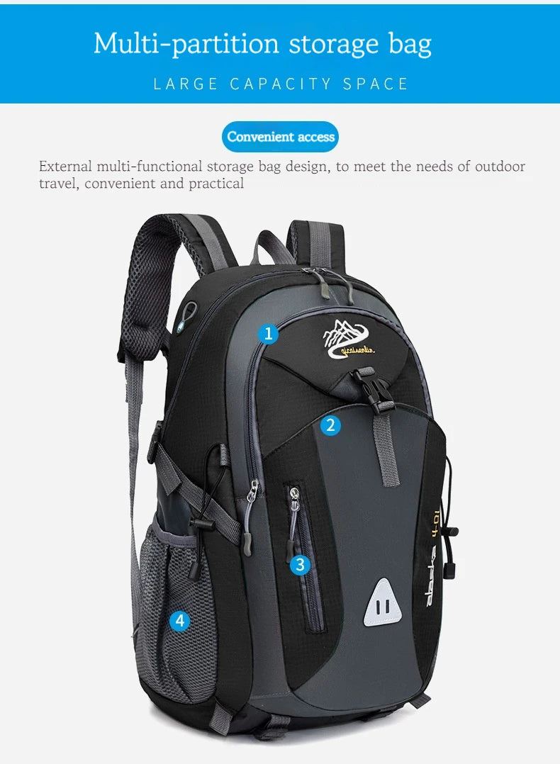 Classic Men Backpack Nylon Waterproof Men Casual Outdoor Travel Backpack Hiking Camping Mountaineering Backpack Sports Bag Women