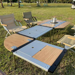 Tryhomy IGT Table Bamboo Extension Plate Camping Table 2/3/4 Unit Side Board Table Top IGT Corner Board Outdoor Kitchen System