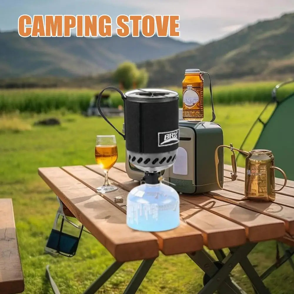 BRS 61 Jet Boil Camping Pot Stove With Heat Exchanger Portable Gas Stove Quick Burn Coffee Cup Furnace Backpacking Camp Burner