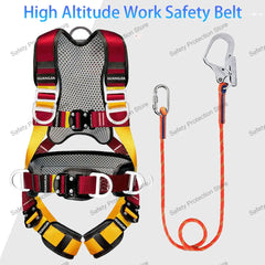 Full Body High Altitude Work Safety Harness Five-point Safety Belt Safety Rope Outdoor Climbing Construction Protect Equipment