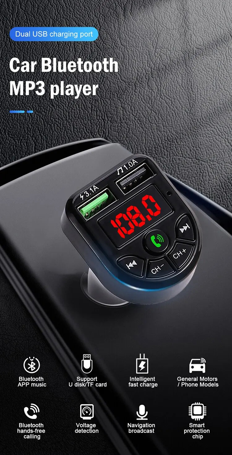 Car Bluetooth Mp3 Connection Charger Music Player Multifunctional Car Bluetooth Receiver Mobile Hands Free Voice Navigation