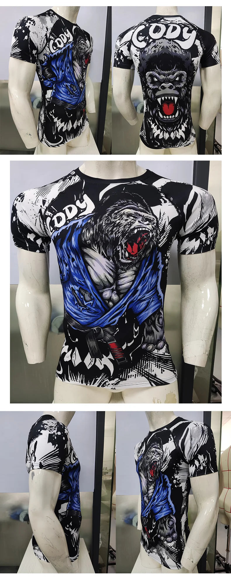 CODY LUNDIN Men Sports Grappling T-shirt Men Sublimation BJJ Rash Guard Compression No Gi Jiu Jitsu Rashguard for MMA Clothes