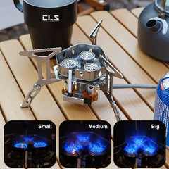 New Arrival Outdoor Portable Three Head Stove Camping Windproof Stove Camping Picnic Burner Outdoor Foldable Gas Stove