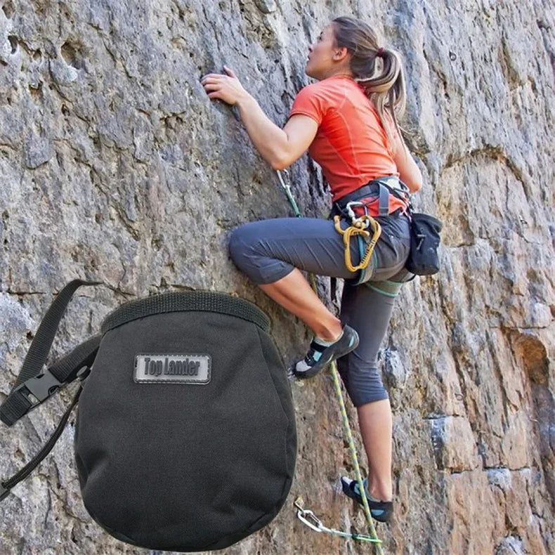 Rock Climbing Chalk Bag with Belt and Zipper Pocket for Fitness GYM Weight Lifting Hunting Bouldering Magnesia Sack