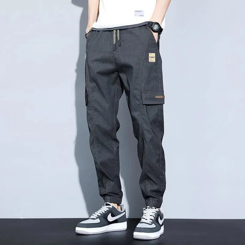 Casual Drawstring Pocket Cargo Men's Pants Clothing Summer Autumn Outdoor England Style Y2k Clothes Streetwear Harajuku Kanye