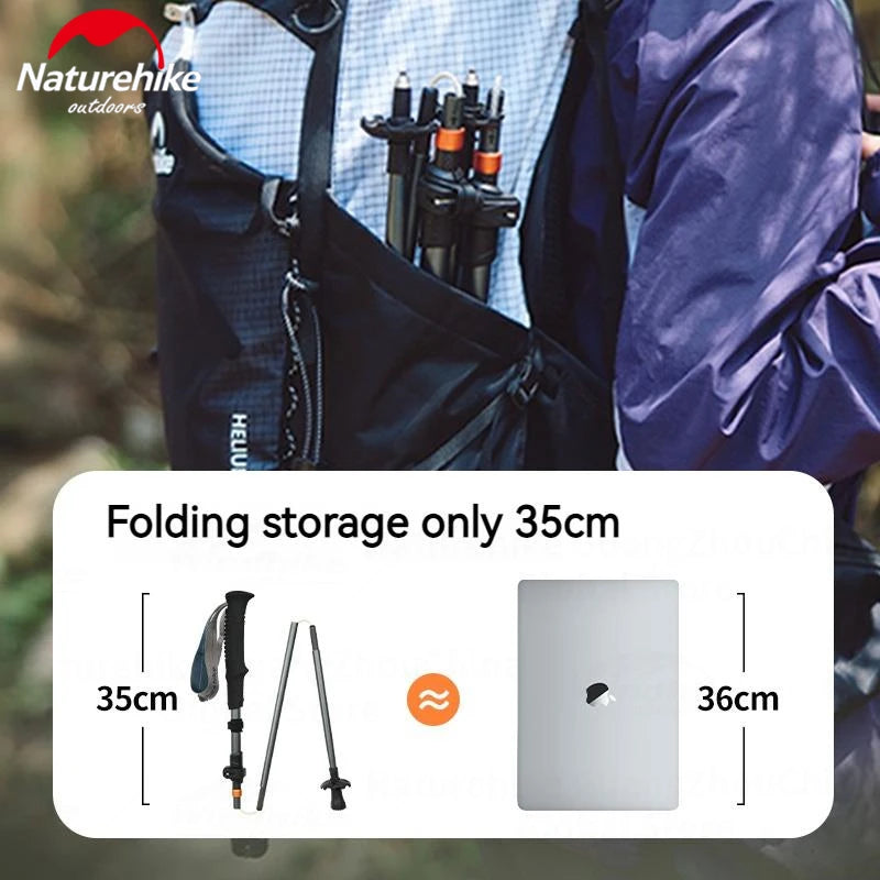 Naturehike 5-Section Trekking Pole Carbon Fiber Aluminum Alloy Folding Teleskopic Stick Ultralight Walking Stick Hiking Canes