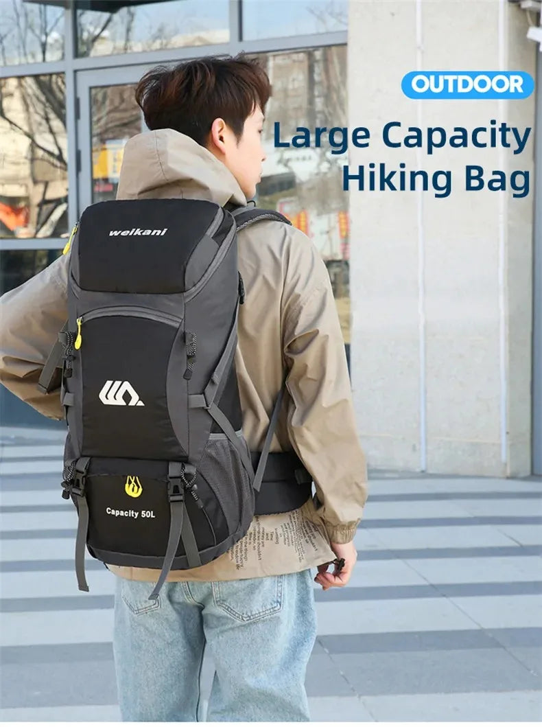 50L Travel Backpack Camping Bag For Men Large Hiking Bag Tourist Rucksack Waterproof Outdoor Sports Climbing Mountaineering Bag