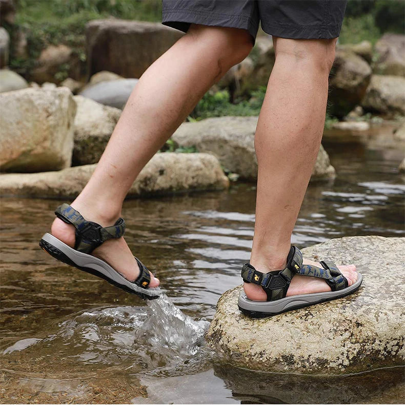 GOLDEN CAMEL Men's Sports Sandals Summer 2024 New Open Toe Sandal Waterproof Beach Shoes for Men Hiking Traveling Walking