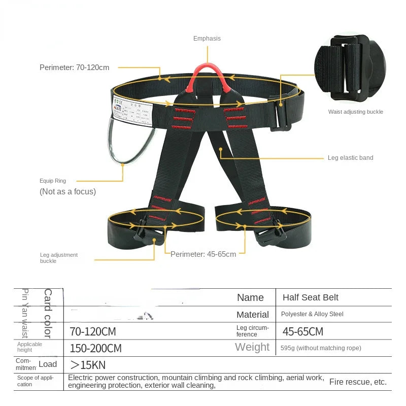 Anti-Fall Three-point Safety Belt Adjustable Half-Body Harness for Outdoor Activities Climbing Mountain Work Altitude Climbing