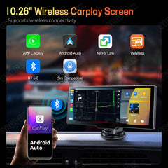 T20 Dashcam Carplay Android Auto GPS Navigation 5G WiFi Dashboard Aux Output Mirror Link 2.5K Rear Camera Video Universal Screen