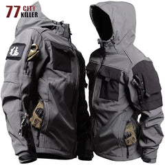 Tactical Soft Shell Hooded Jackets Mens Outdoor Multi-pockets Waterproof  Windbreak Coats Casual Combat Military Jacket Male EU