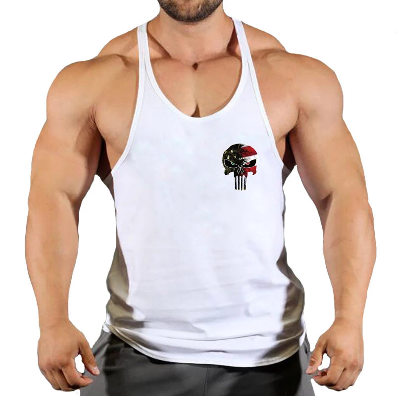 2024 New Bodybuilding Stringer Tank Tops Men Anime funny summer Clothing Running vest Fitness clothing Cotton gym singlets