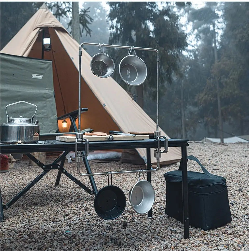 Camping Table Shelf Outdoor IGT Table Accessories Portable Hanger Light Stand Stainless Steel Desktop Storage Rack Hanging Shelf