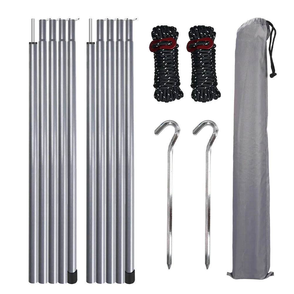 2m Telescopic Tent Poles Set of 2 Lightweight Adjustable Trekking Camping Collapsible Poles for Walking Canopy Hiking