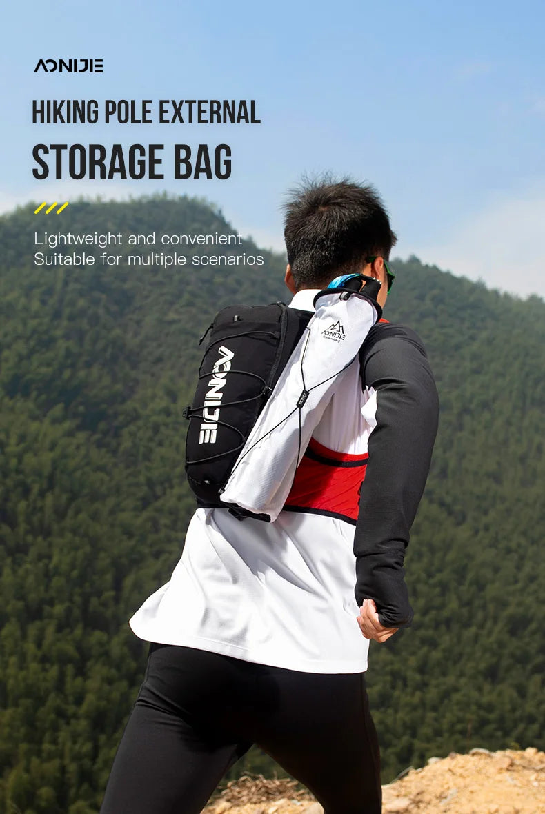 AONIJIE Lightweight External Hiking Pole Storage Bag Fish Bone Pocket Opening Tightening Buggy Bag Trekking Poles Accessories