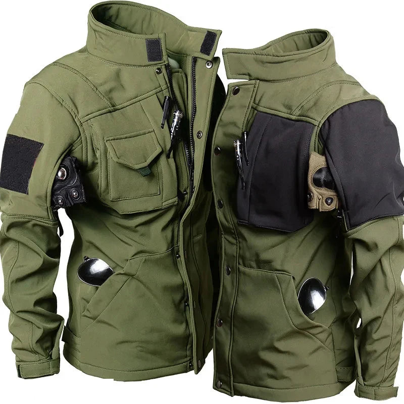 Waterproof Tactical Sets Men Winter Soft Shell Combat Jackets+Army Fleece Warm Cargo Pants 2 Pcs Suits Military Multi-pocket Set