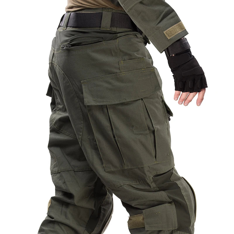 HAN WILD Cotton Pant Combat Pants Knee Pads Tactical Pants Green Camo Pant Men Clothing Airsoft Hunting Climbing Clothes Ripstop