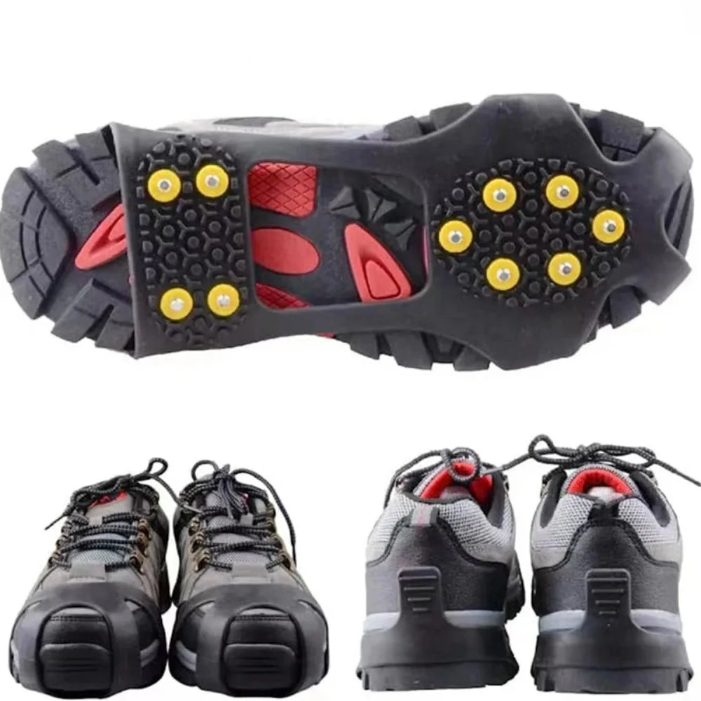 10 Studs Snow Ice Claw Anti-Skid Snow Ice Thermo Plastic Elastomer Climbing Shoes Spikes Grips Cleats Over Shoes Covers Crampons