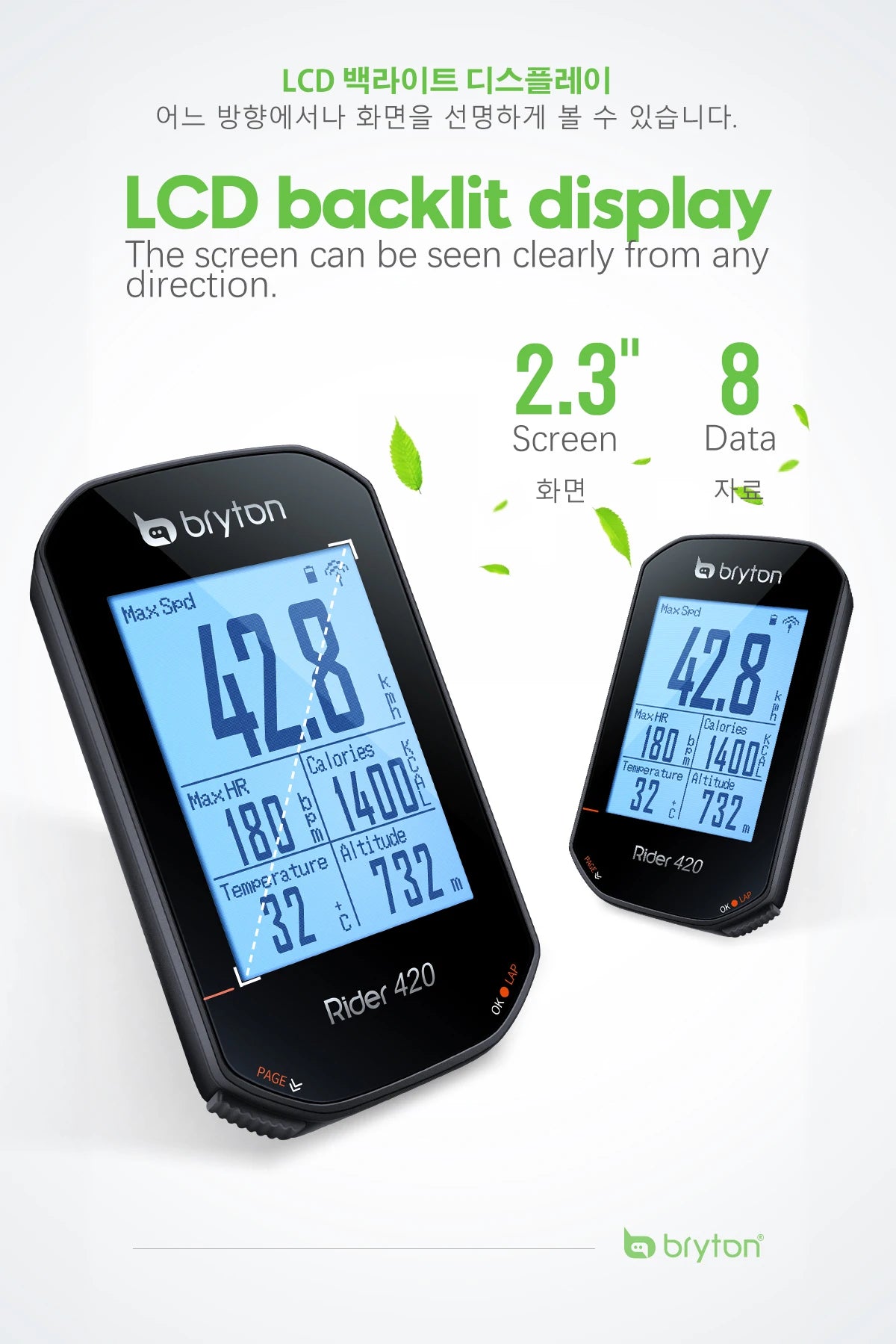 Bryton Rider420 Rider 420 420E 420T GPS Bike Computer Bicycle Korean Stopwatch Cycling Route Navigation Odometer Speedometer