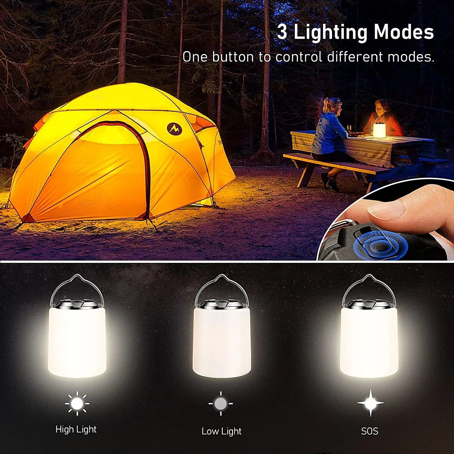 Rechargeable camping light flashlight camping Lantern -3000K warm white light waterproof Led Flashlight camping/hiking Supplies