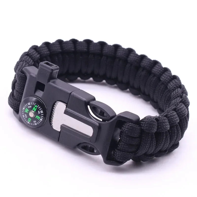 Outdoor Multi-function Survival Bracelet Military Emergency 4mm Paracord Wristband Scraper Whistle Buckle Tools