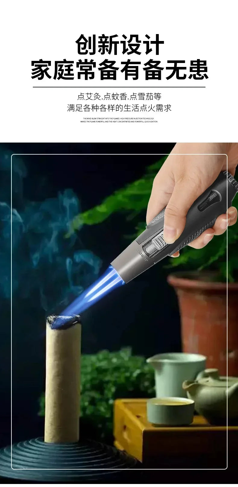 2024 New JOBON Metal Outdoor Camping Butane Gas Lighter Turbo Torch Double Blue Flame Jet 360° Using BBQ Cooking Cigar Lighters