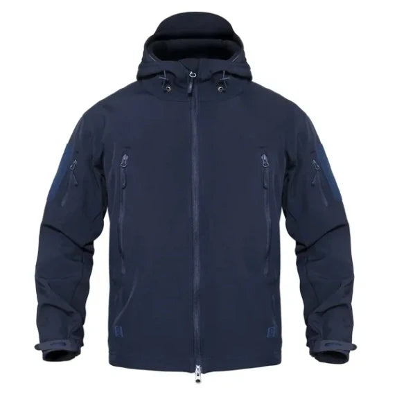 Navy Blue Soft Shell Outdoors Jacket Men Waterproof Army Tactical Jacket Coat Winter Warm Fleece Hooded Windbreaker And Pants