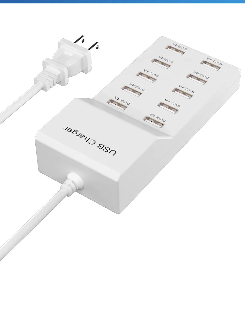 10 Ports 5V USB Hub AC Charger Strip Adapter Portable USB Power Adapter for Home Office Travel Wall Charger EU Plug