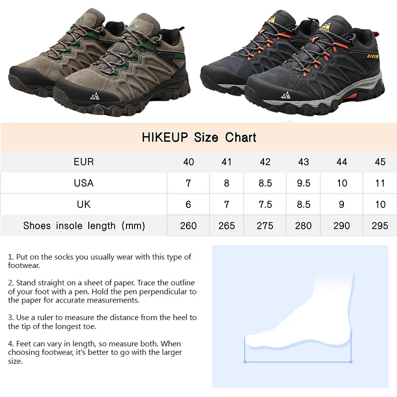 HIKEUP Non-slip Wear-Resistant Outdoor Hiking Shoes Breathable Splashproof Climbing Men Sneaker Trekking Hunting Tourism