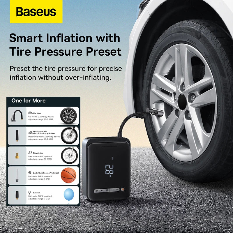 BASEUS 2 in 1 Car Jump Starter Power Bank Portable Air Compressor Inflator Pump Power Station 1000A Battery Starter Auto Booster