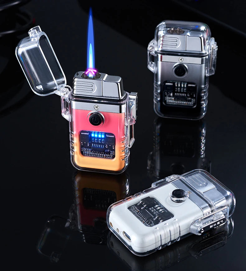 Waterproof Lighter Windproof Lighter Butane Gas Turbo Electric Transparent Plasma ARC USB Rechargeable Lighters Outdoor Camping