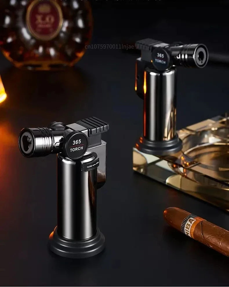 New Metal Double Flame Cigar Lighter Windproof Butane Gas Lighter Outdoor Camping Kitchen Barbecue Torch Lighter