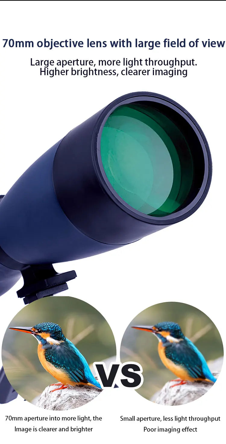 25-75x70 Zoom Spotting Scope HD Monocular High Magnification Waterproof Telescope W/Table Tripod For Birding Hunting Traveling