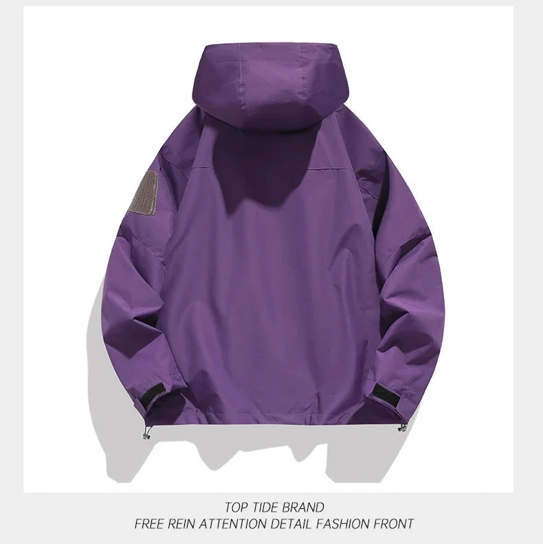 Windbreaker Purple Jacket Men With Hood Clothing Autumn Outdoor Waterproof Jackets Trekking Hiking Coats