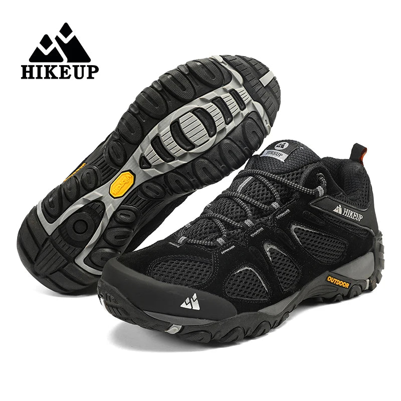 HIKEUP New Arrival Leather Hiking Shoes Wear-resistant Outdoor Sport Men Shoes Lace-Up Mens Climbing Trekking Hunting Sneakers