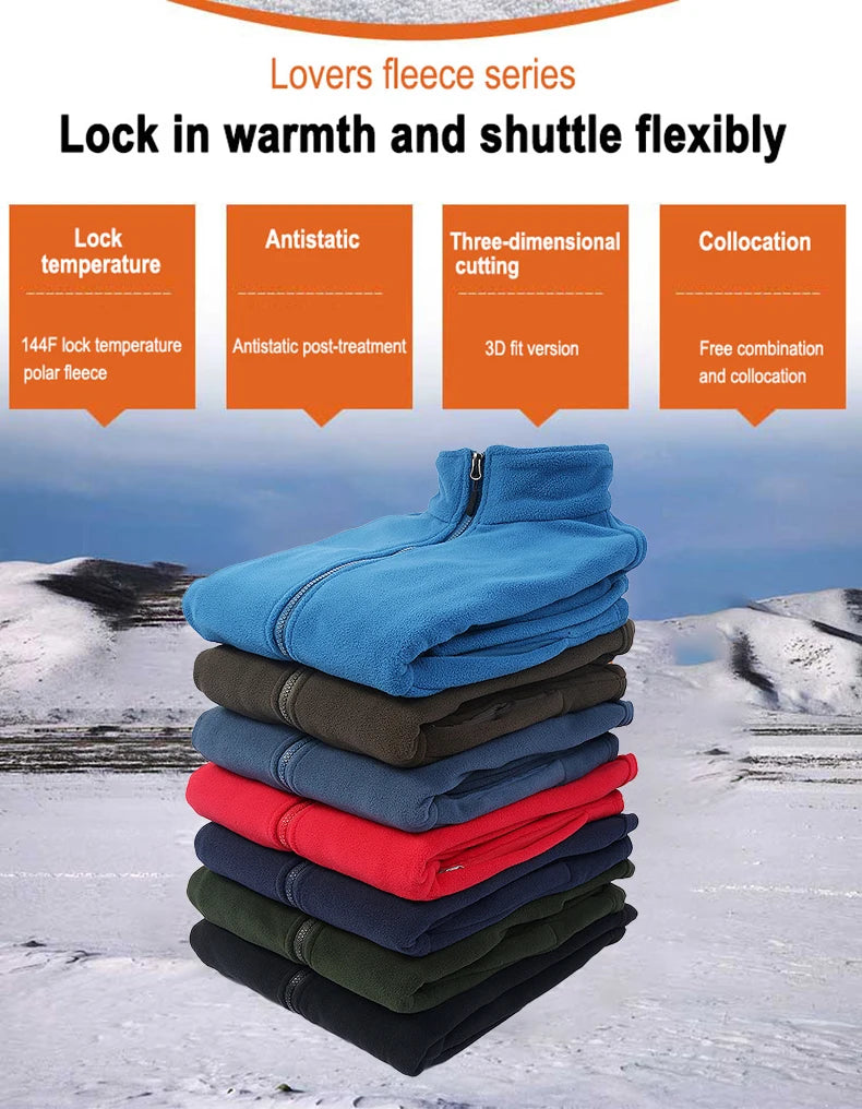 JNLN Men Polar Fleece Jackets Winter Windproof Thermal Soft Shell Jacket Outdoor Sports Hiking Camping Skiing Climbing Warm Coat