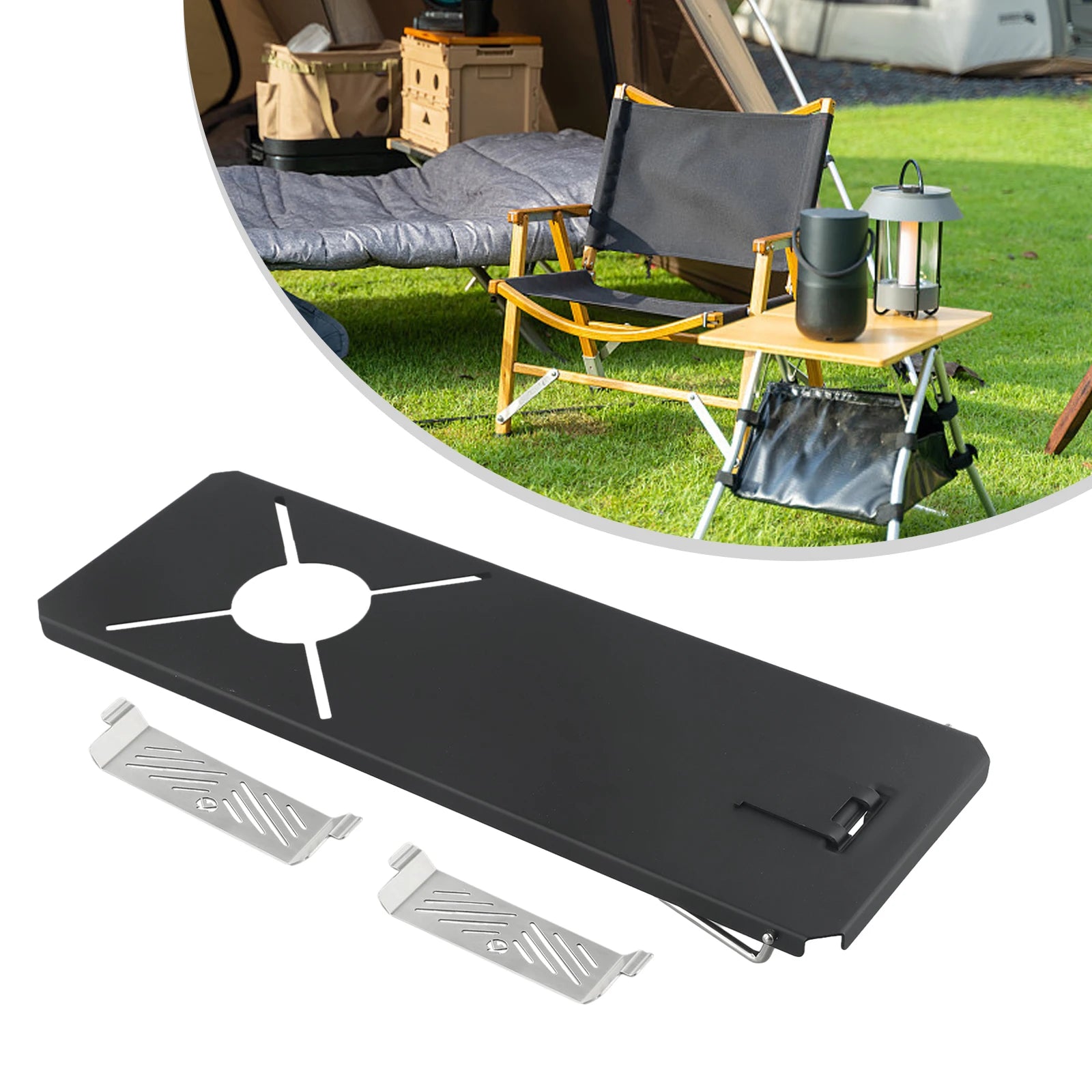 Outdoor Camping IGT Windproof Table Unit Board Picnic Gas Stove Support Plate High Temperatures Thickened Legs Folding