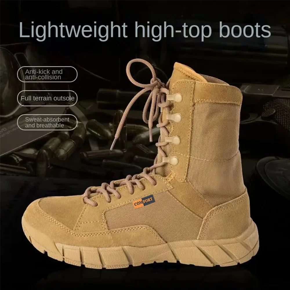 Lightweight Men's Tactical Shoes Combat Boots Training Lace Up Waterproof Outdoor Botas Hiking Breathable Shoe