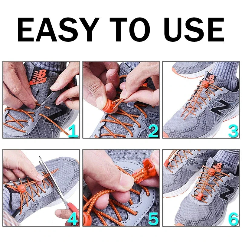 1 Pair 22 Colors Elastic Hiking Shoelaces Round Locking No Tie Shoe Laces Kids Adult Quick Lazy Laces Rubber Sneakers Shoelace