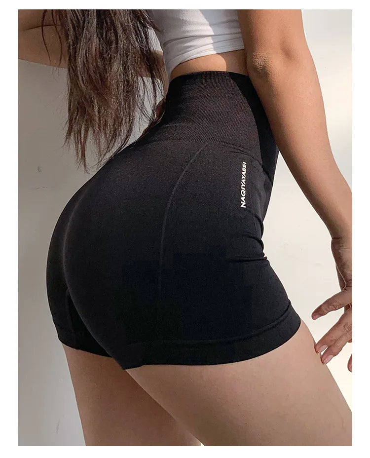 Women Seamless High Waist Sport Shorts Belly Body Shaper Fitness Cycling Running Short Casual Safety Pants Gym Yoga Clothing